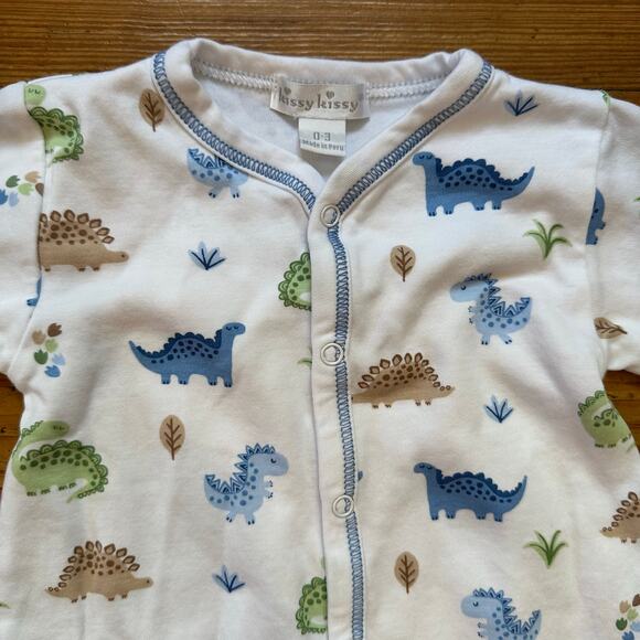 Kissy Kissy White Pajamas with Blue and Green Dinosaurs - Picture 2 of 4